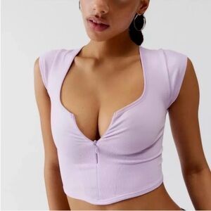 Out From Under Camilla Zip Cropped Baby Tee lilac xs/s